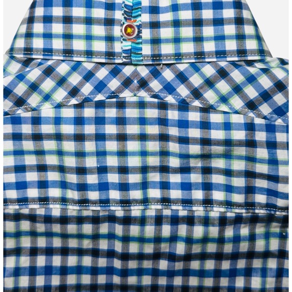 Robert Graham Mens L Gingham Check Short Sleeve Button Down Shirt Tailored Fit - Picture 7 of 12